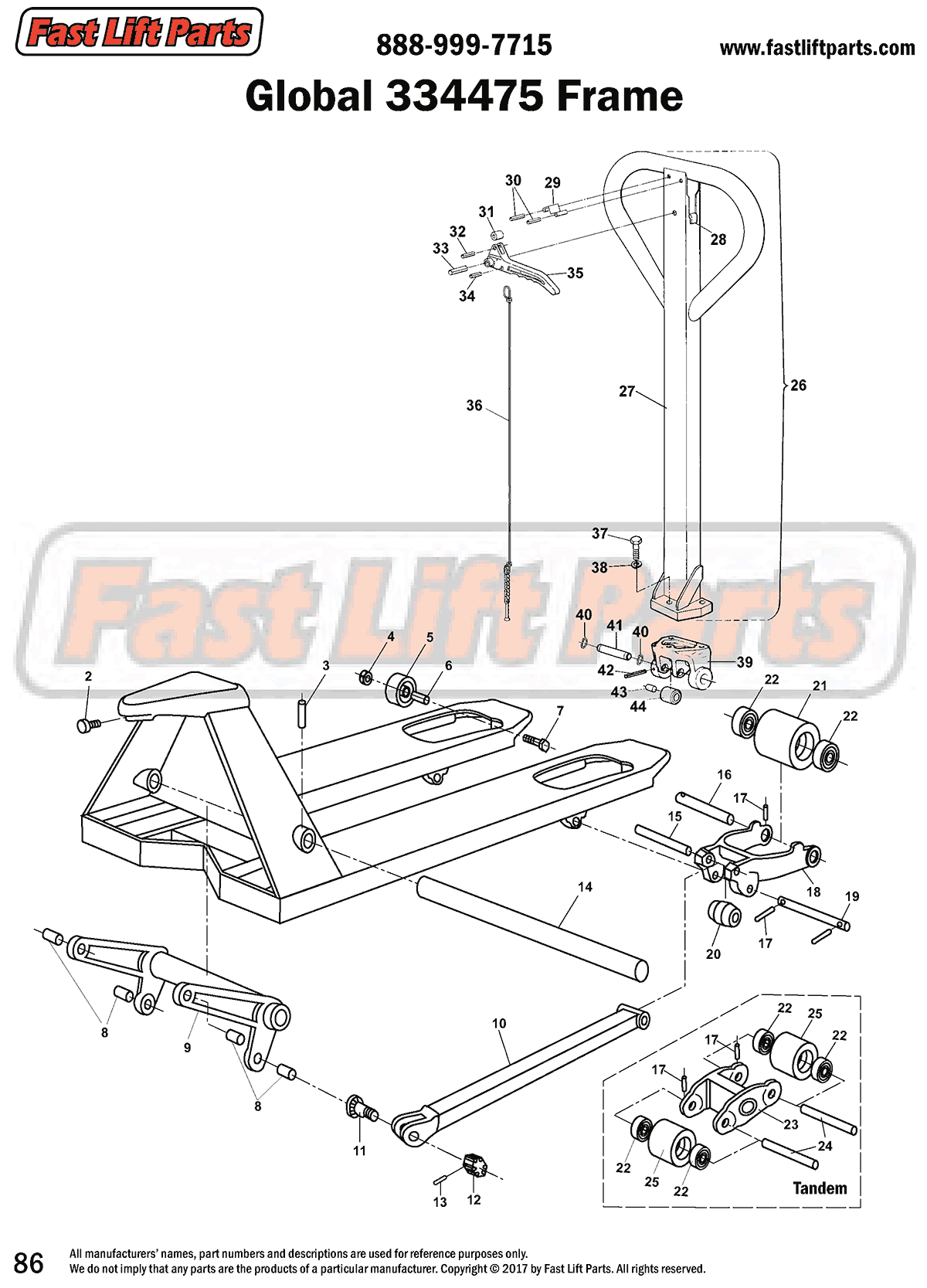 Global 334475 Frame Line Drawing
