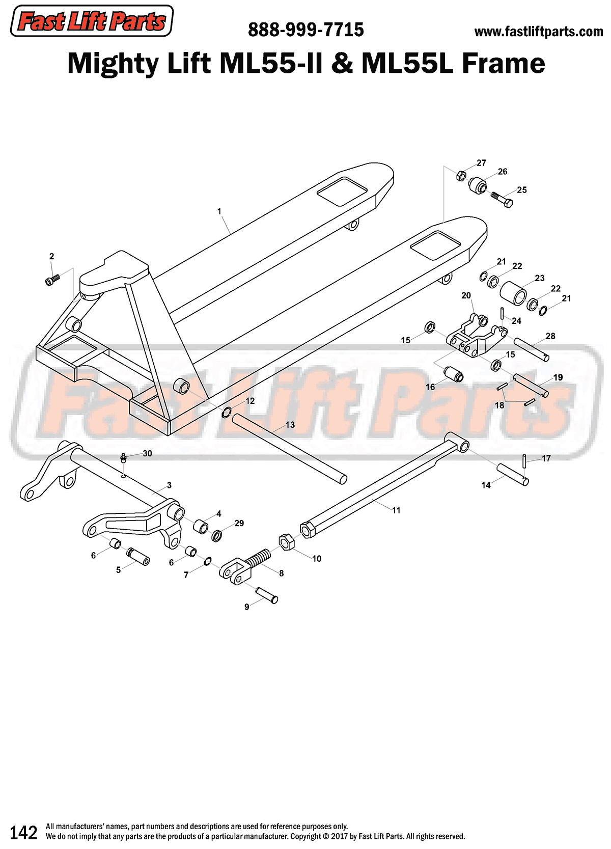 Mighty Lift ML55-II & ML55L Frame Line Drawing