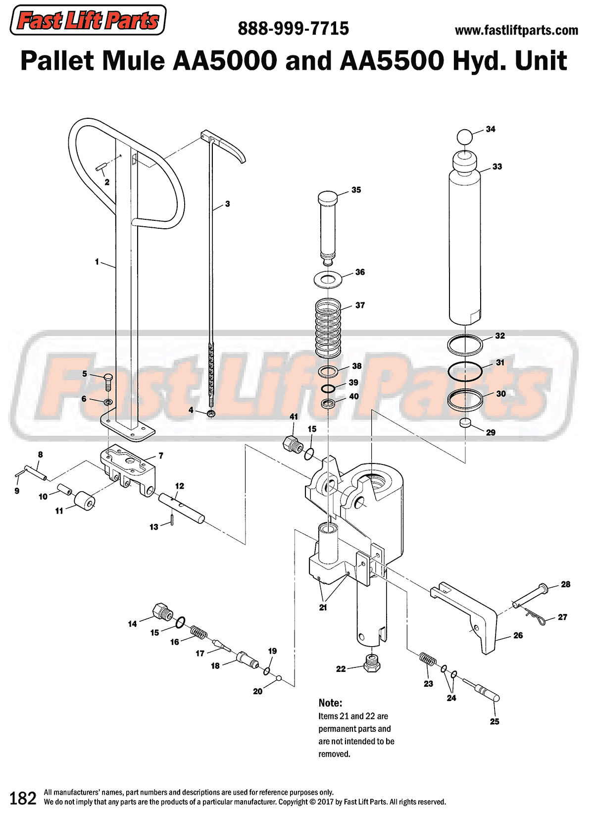 Pallet Mule AA5000 & AA5500 Hydraulic Unit Line Drawing