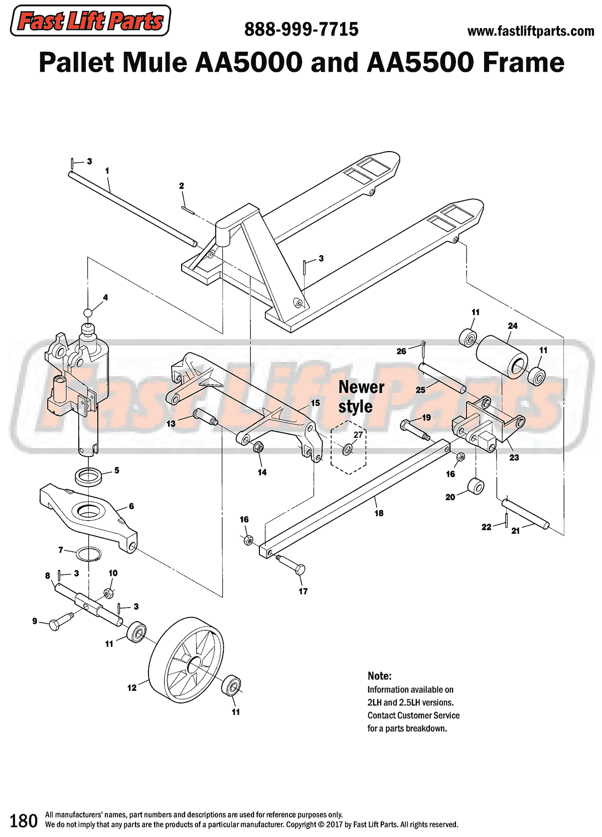 Pallet Mule AA5000 & AA5500 Frame Line Drawing