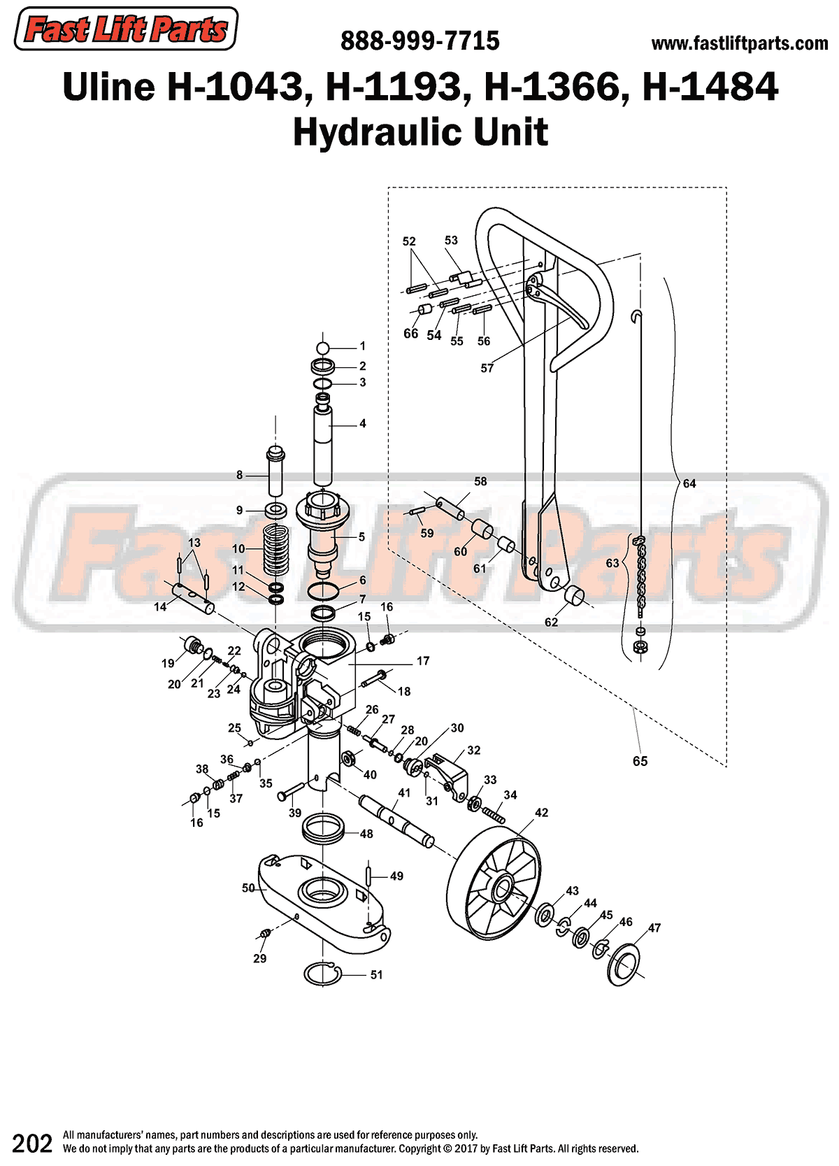 Uline H-1043, H-1193, H-1366, H-1484 Hydraulic Unit Line Drawing