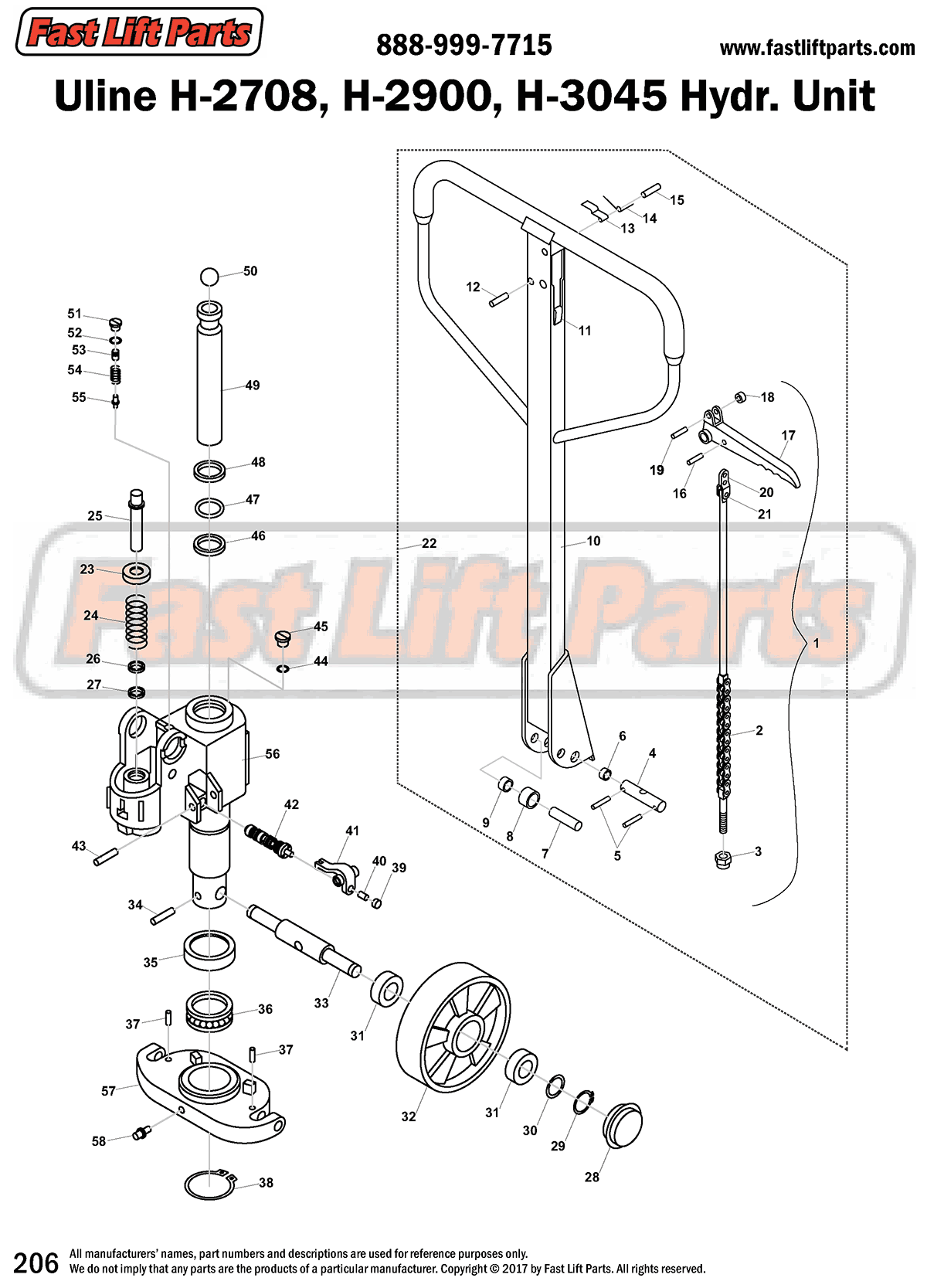 Uline H-2708, H-2900, H-3045 Hydraulic Unit Line Drawing