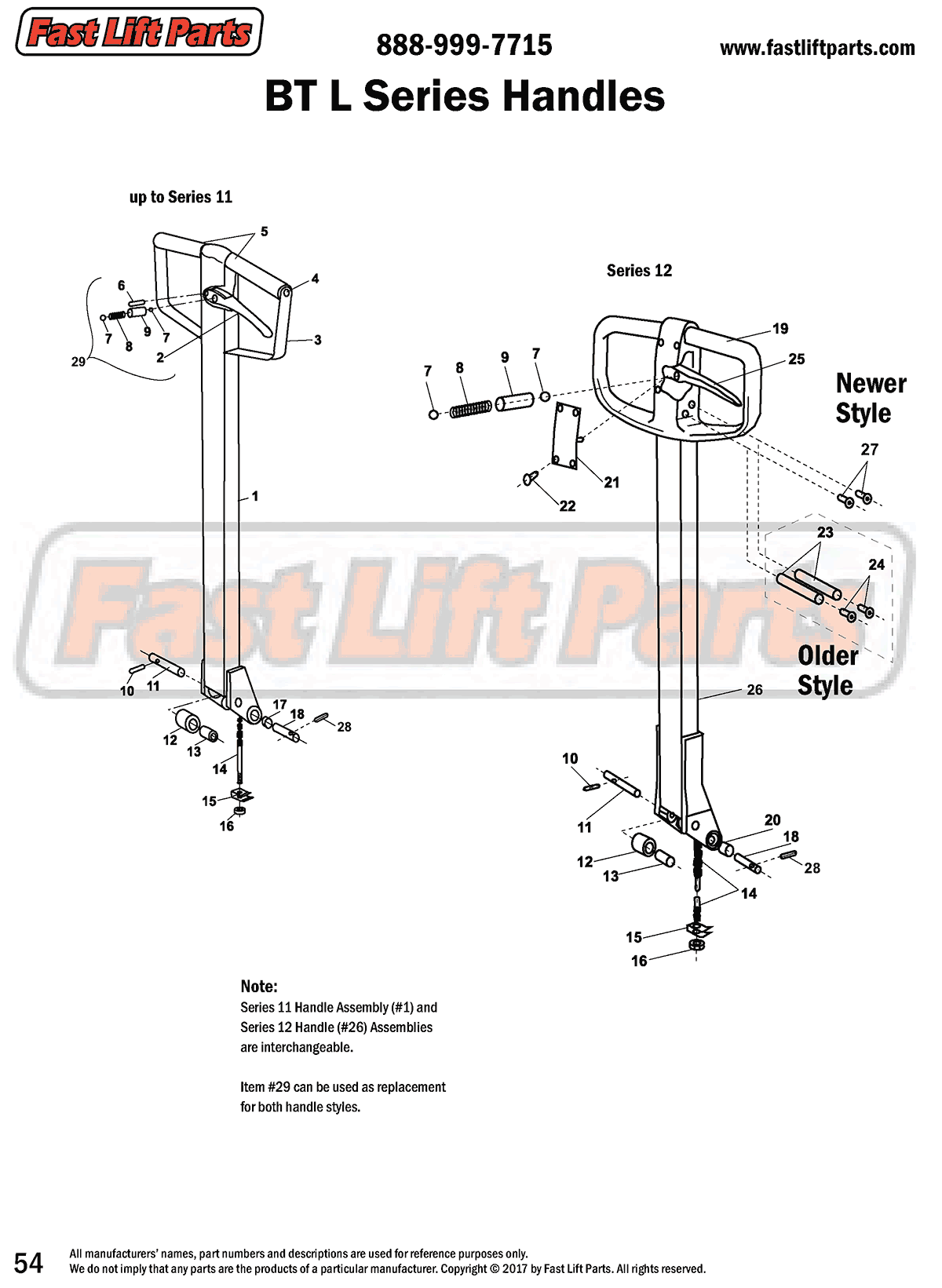 BT L Series Handle Line Drawing