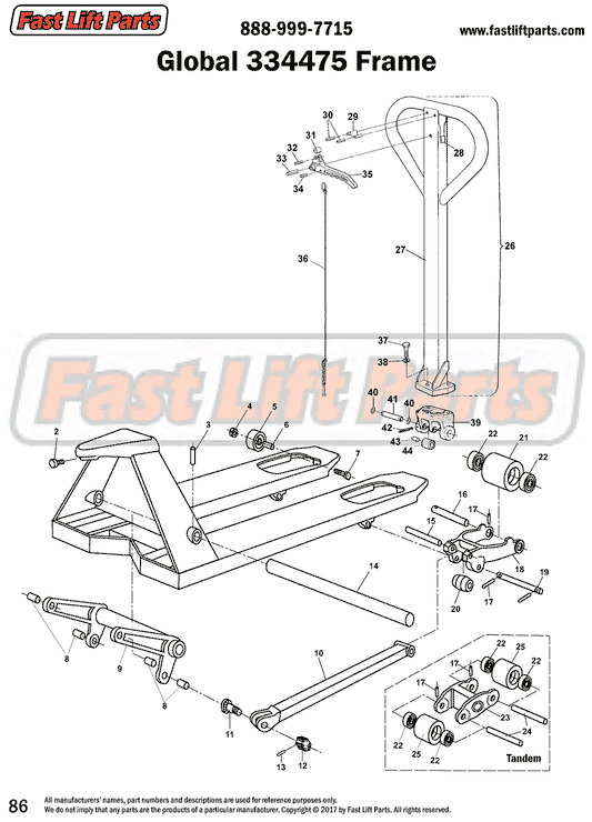 Global 334475 Frame Line Drawing