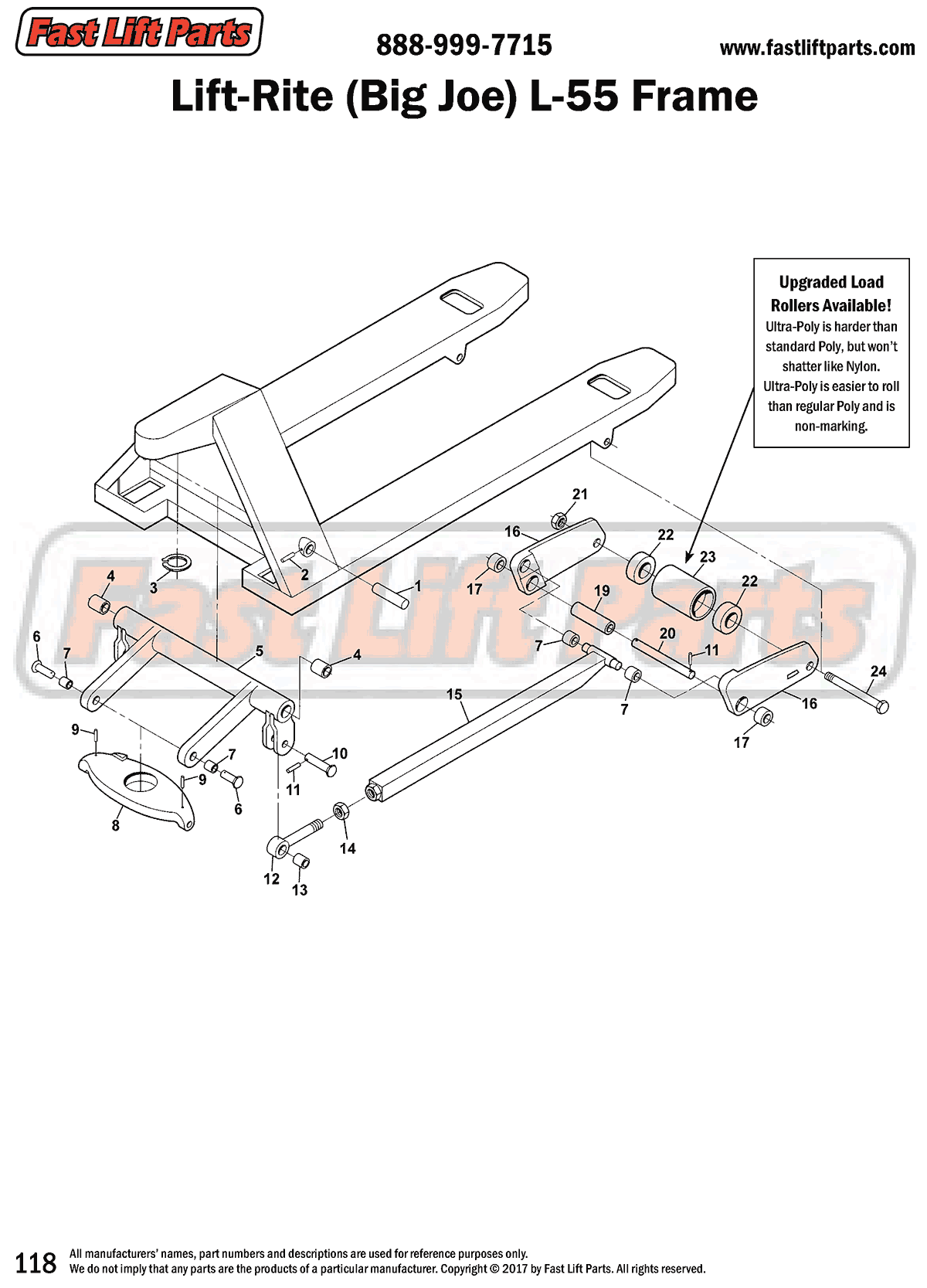 LiftRite (Big Joe) L55 Frame Line Drawing Fast Lift Parts