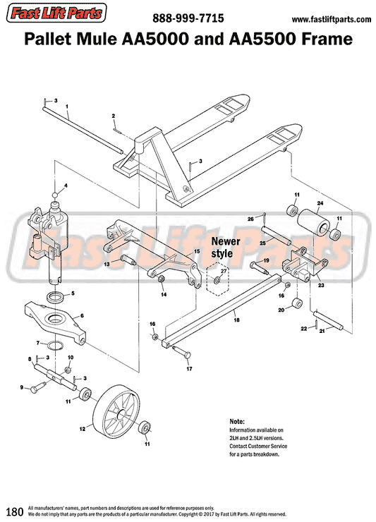 Pallet Mule AA5000 & AA5500 Frame Line Drawing