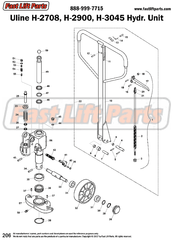 Uline H-2708, H-2900, H-3045 Hydraulic Unit Line Drawing – Fast Lift Parts